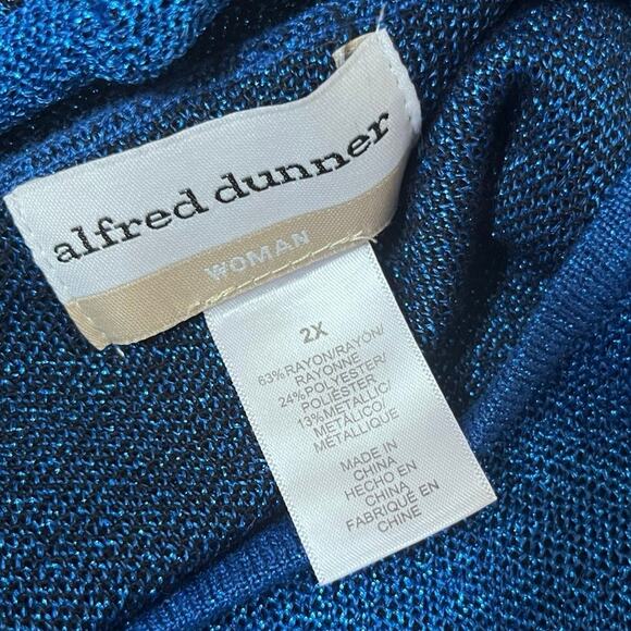 Alfred Dunner Blue Ombré Shimmer 2 For 1 Top Sweater Plus Size 2X Evening - Picture 10 of 12